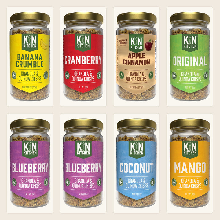 Try Them All 8 jars: Banana Crumble, Cranberry, Apple Cinnamon, Original, two Blueberry, Coconut, Mango