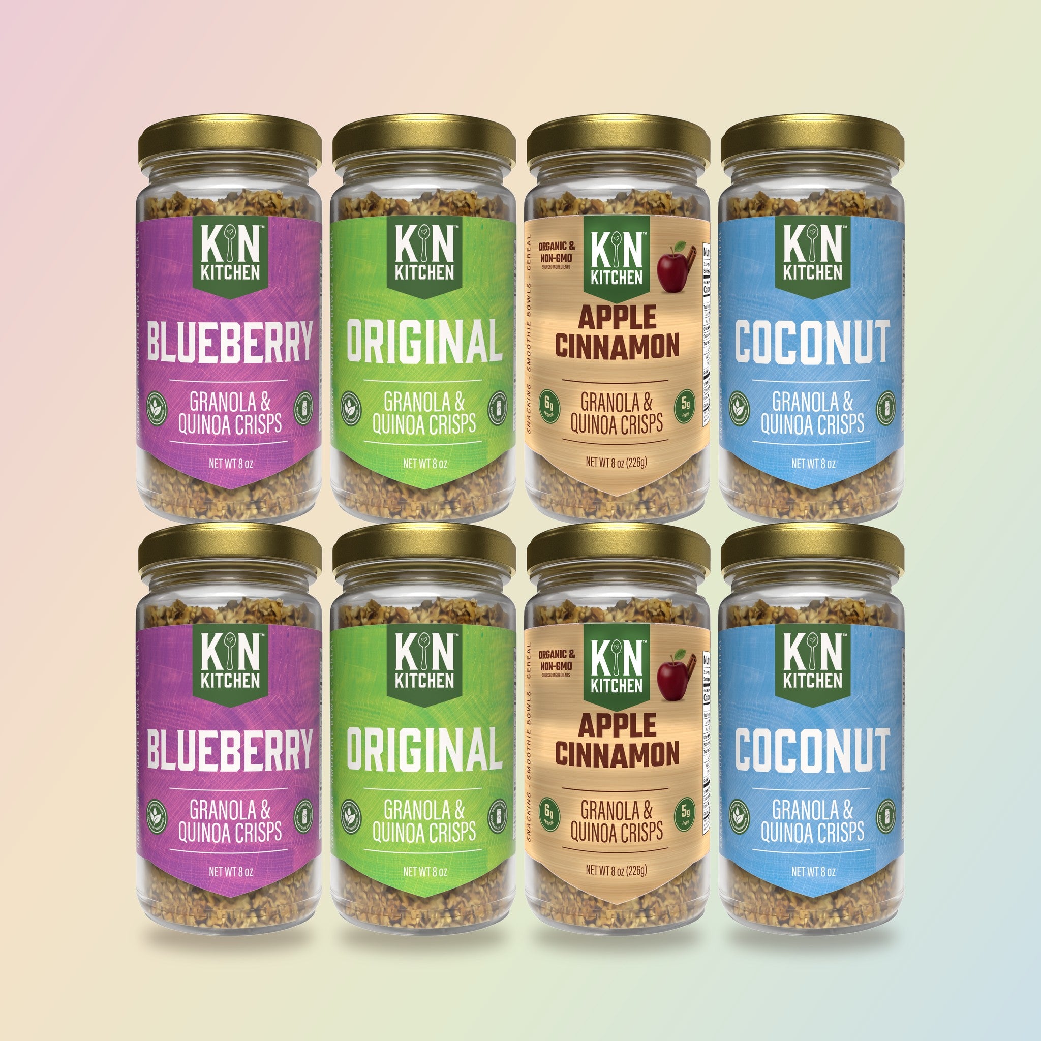 Variety 8-pack: two each of Blueberry, Original, Apple Cinnamon, Coconut