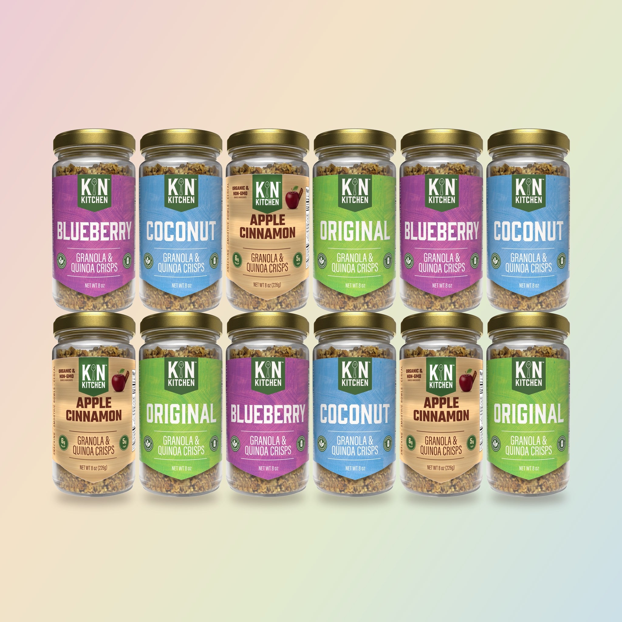 Variety 12-pack: three each of Blueberry, Original, Apple Cinnamon, Coconut