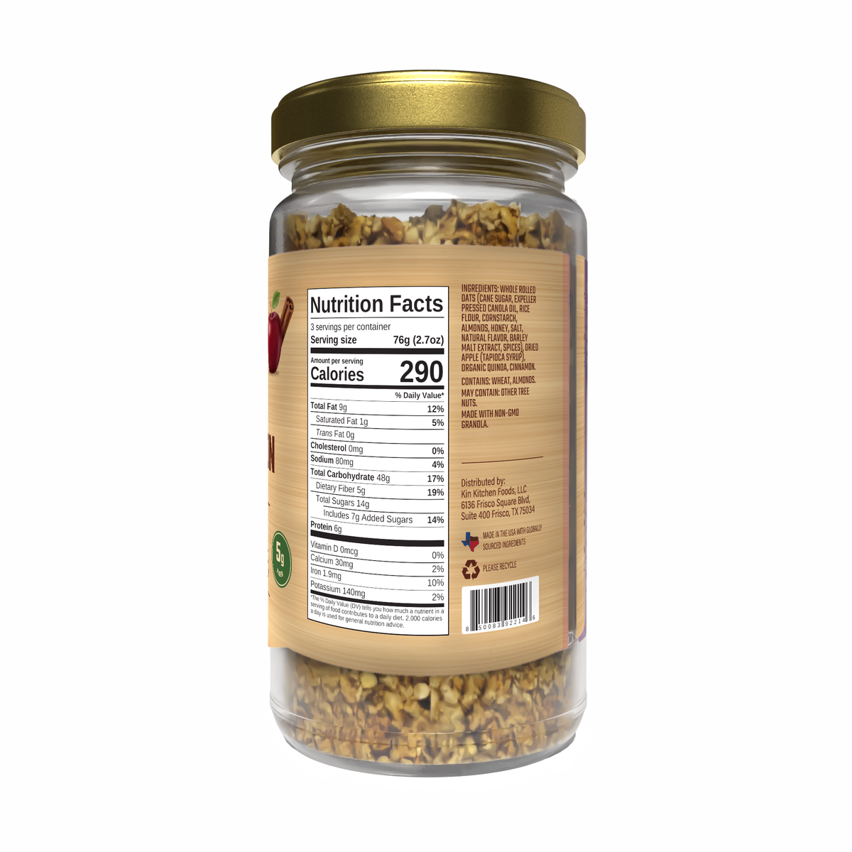 Apple Cinnamon jar, nutrition and ingredients label